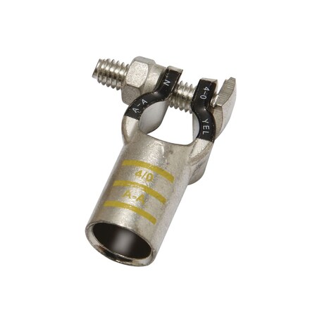 Burndy Battery Post HYDENT Cu Terminals, 4/0 AWG, 2.36" L, 0.98" W, Yellow, W YAEBAS28NTN